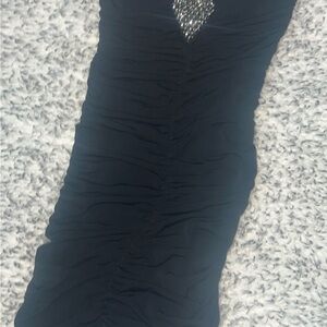 Forever 21 Black Ruched Embellished Bodycon Dress